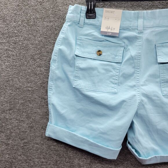 Style & Co Shorts Women's 10P Aqua Blue Rolled Cuff Bermuda - Picture 5 of 14